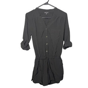Shinestar Black Button Down Rolled Half Sleeve Romper Women's Size Small